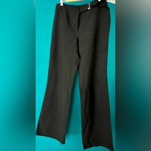 Black self-belted dress pants